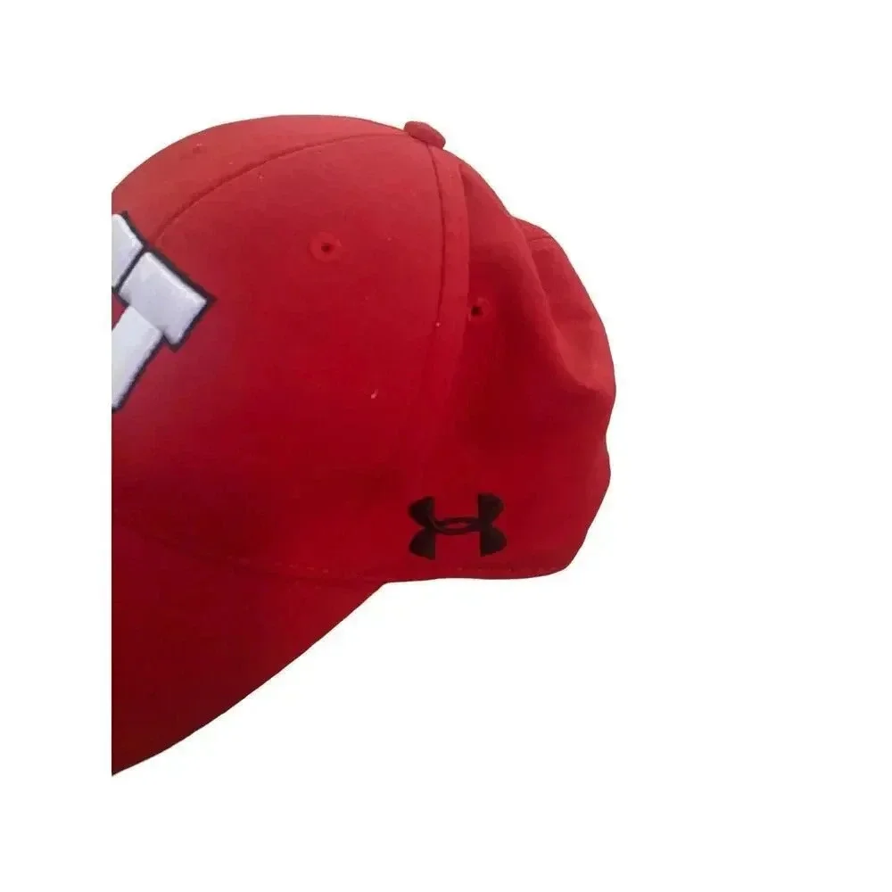 Under Armour Red Logo Fitted Curved Brim Baseball Cap